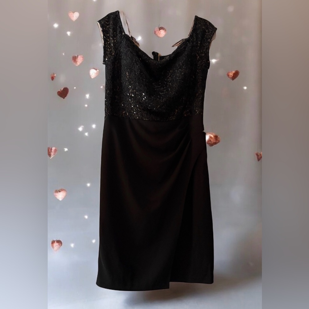 Alex Evenings Black Lace Midi Dress